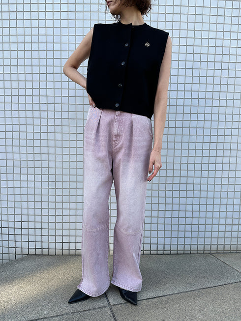 HIGH RISE TUCK WIDE PANTS / PINK /Y252-31064